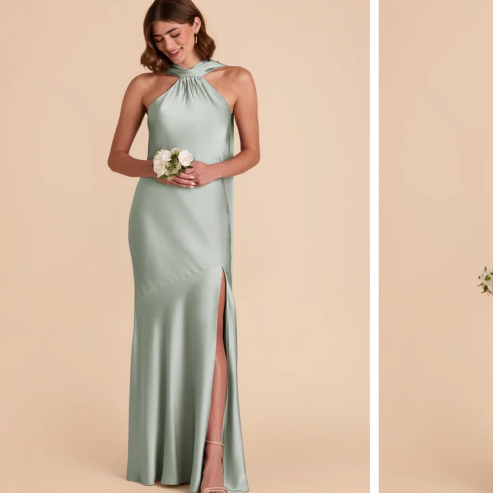 Birdy Grey Green Halter Slit Maxi Gown